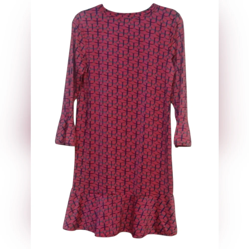 Buckhead Betties - NWT, Maze Runner Mandy Poly-Knit Shift Dress, Ruffled Bottom - Picture 8 of 11